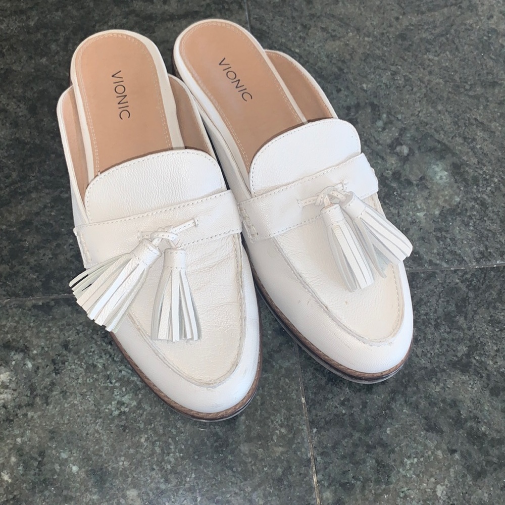 COPY - Lightly used bionic mules white leather